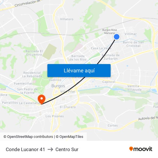 Conde Lucanor 41 to Centro Sur map