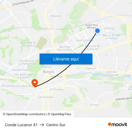 Conde Lucanor 41 to Centro Sur map
