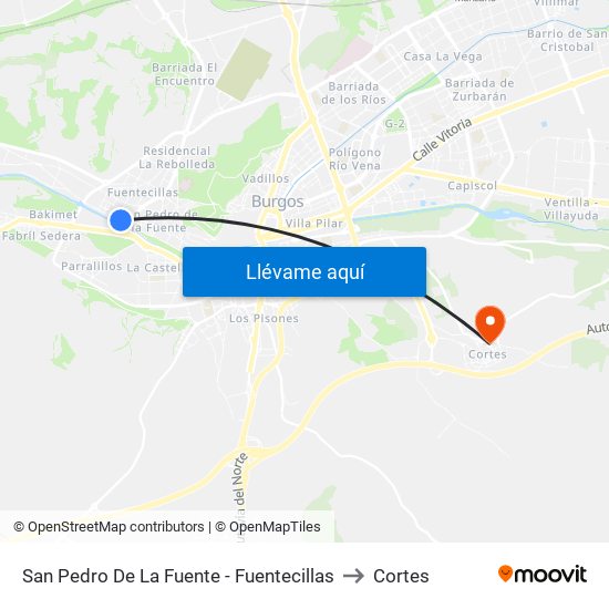 San Pedro De La Fuente - Fuentecillas to Cortes map