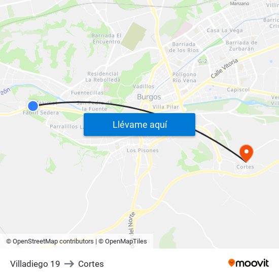 Villadiego 19 to Cortes map