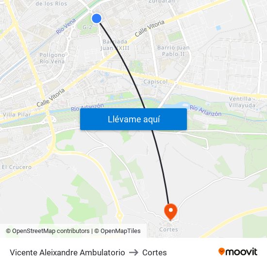Vicente Aleixandre Ambulatorio to Cortes map