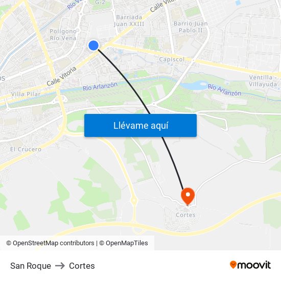 San Roque to Cortes map