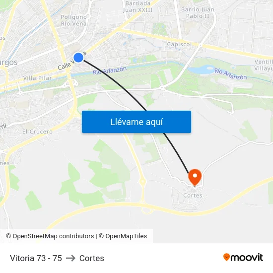 Vitoria 73 - 75 to Cortes map