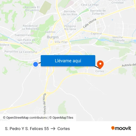 S. Pedro Y S. Felices 55 to Cortes map