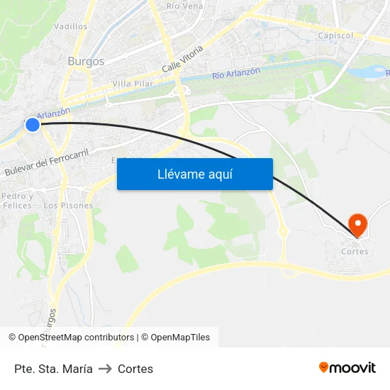 Pte. Sta. María to Cortes map