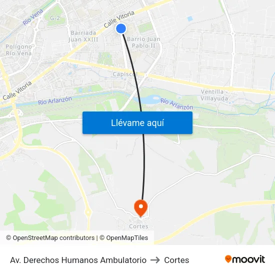 Av. Derechos Humanos Ambulatorio to Cortes map