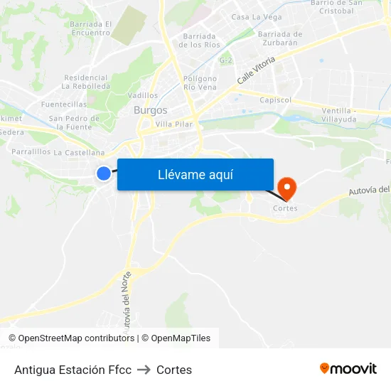 Antigua Estación Ffcc to Cortes map