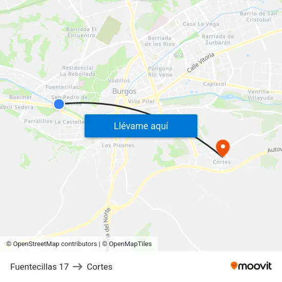 Fuentecillas 17 to Cortes map