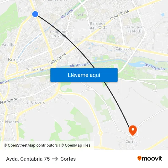 Avda. Cantabria 75 to Cortes map