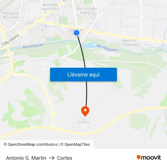 Antonio G. Martín to Cortes map
