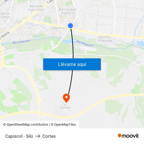 Capiscol - Silo to Cortes map
