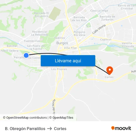 B. Obregón Parralillos to Cortes map