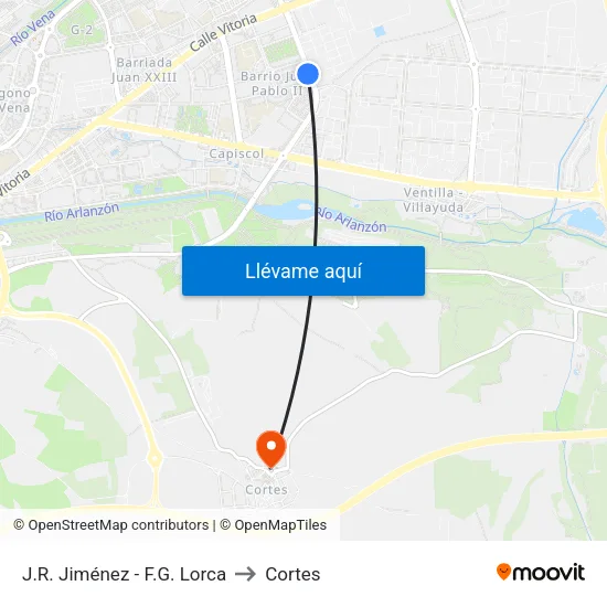 J.R. Jiménez - F.G. Lorca to Cortes map