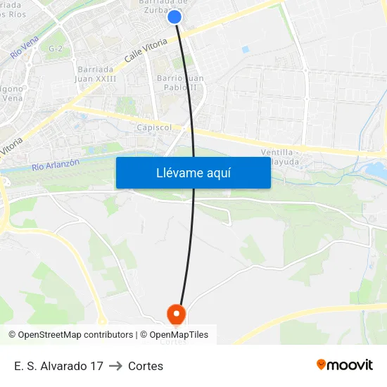 E. S. Alvarado 17 to Cortes map