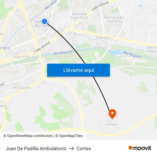 Juan De Padilla Ambulatorio to Cortes map