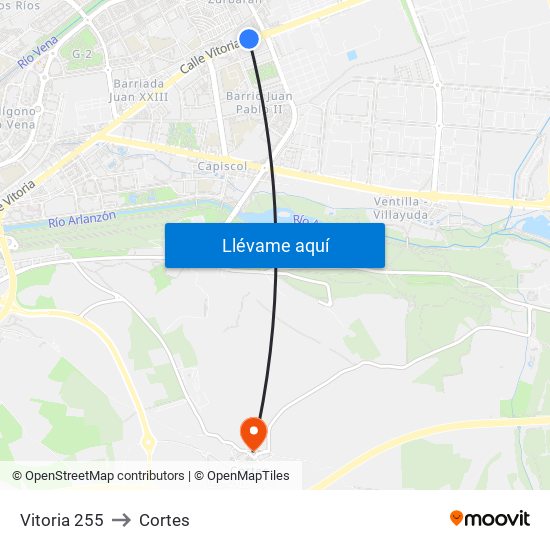 Vitoria 255 to Cortes map