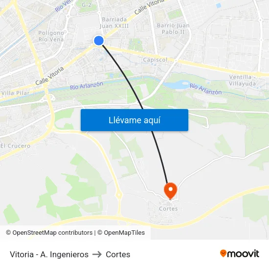 Vitoria - A. Ingenieros to Cortes map