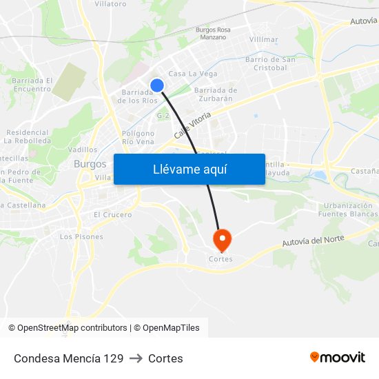 Condesa Mencía 129 to Cortes map