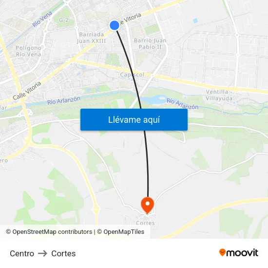 Centro to Cortes map