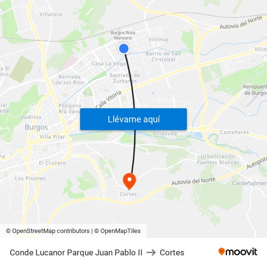 Conde Lucanor Parque Juan Pablo II to Cortes map