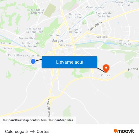 Caleruega 5 to Cortes map