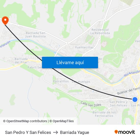 San Pedro Y San Felices to Barriada Yague map