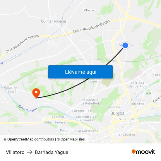 Villatoro to Barriada Yague map