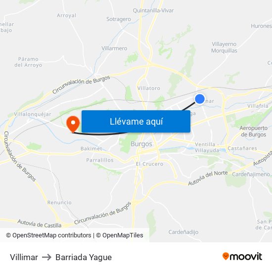 Villimar to Barriada Yague map