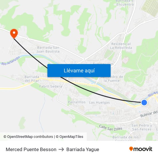 Merced Puente Besson to Barriada Yague map