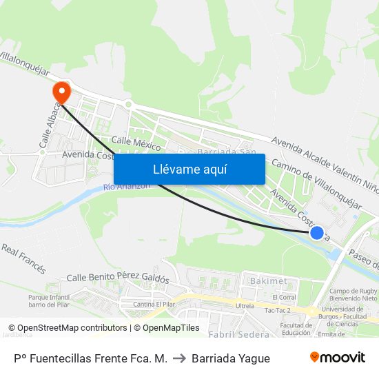 Pº Fuentecillas Frente Fca. M. to Barriada Yague map