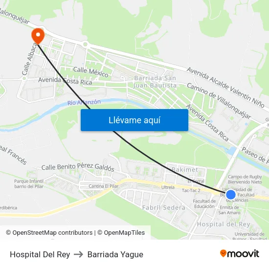 Hospital Del Rey to Barriada Yague map