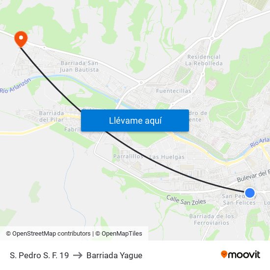 S. Pedro S. F. 19 to Barriada Yague map