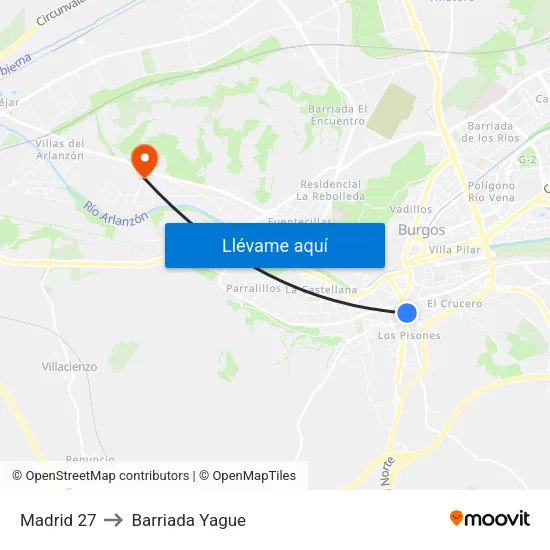 Madrid 27 to Barriada Yague map