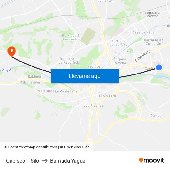 Capiscol - Silo to Barriada Yague map