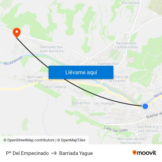 Pº Del Empecinado to Barriada Yague map