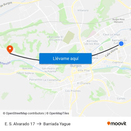 E. S. Alvarado 17 to Barriada Yague map