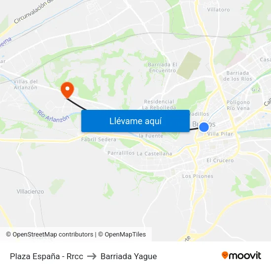 Plaza España - Rrcc to Barriada Yague map