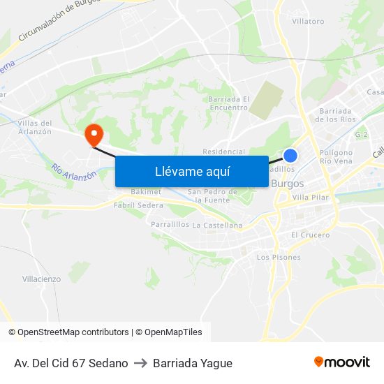 Av. Del Cid 67 Sedano to Barriada Yague map