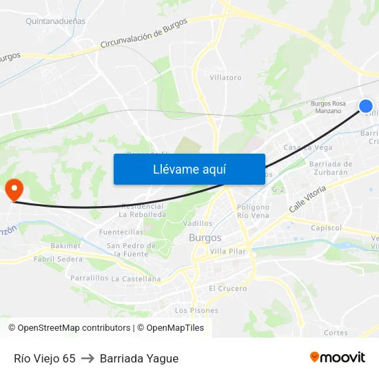 Río Viejo 65 to Barriada Yague map