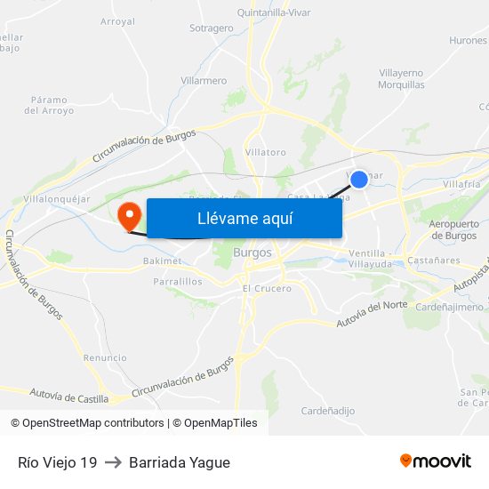 Río Viejo 19 to Barriada Yague map