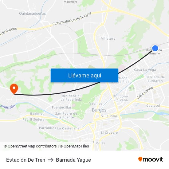 Estación De Tren to Barriada Yague map