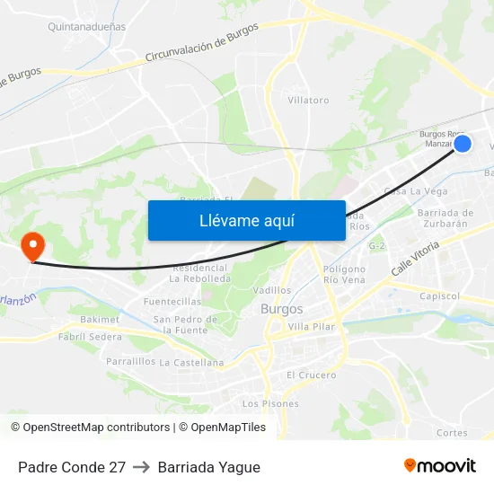 Padre Conde 27 to Barriada Yague map