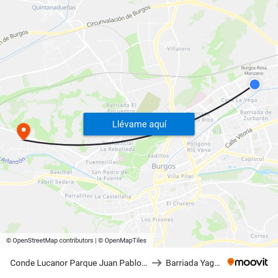 Conde Lucanor Parque Juan Pablo II to Barriada Yague map