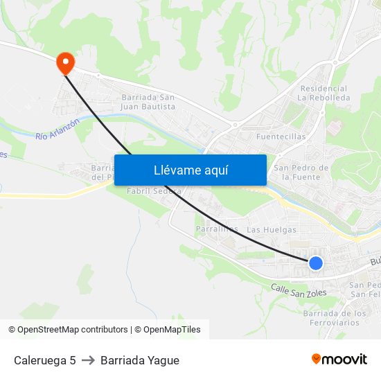 Caleruega 5 to Barriada Yague map