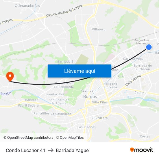 Conde Lucanor 41 to Barriada Yague map