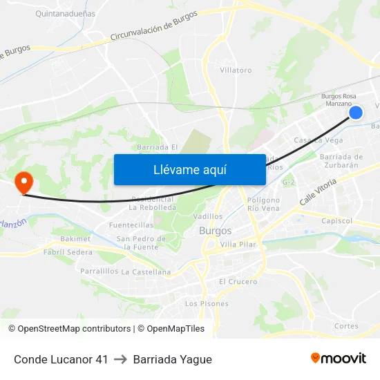 Conde Lucanor 41 to Barriada Yague map