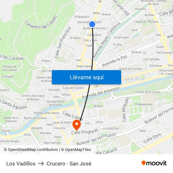 Los Vadillos to Crucero - San José map