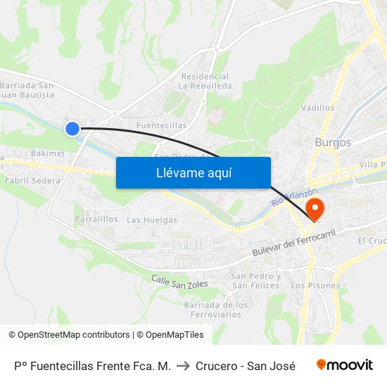 Pº Fuentecillas Frente Fca. M. to Crucero - San José map