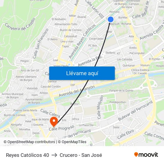 Reyes Católicos 40 to Crucero - San José map