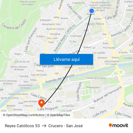 Reyes Católicos 53 to Crucero - San José map